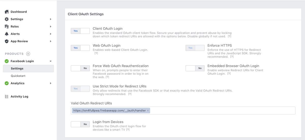 facebook firebase authentication with ionic