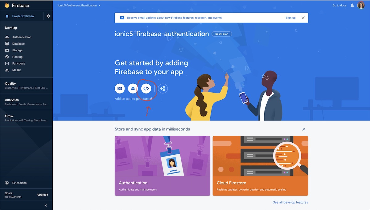 setting up firebase authentication