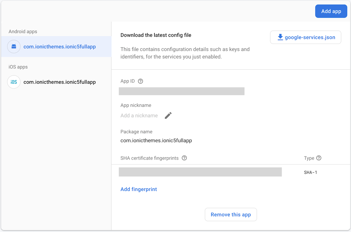 native apps firebase config native apps firebase config